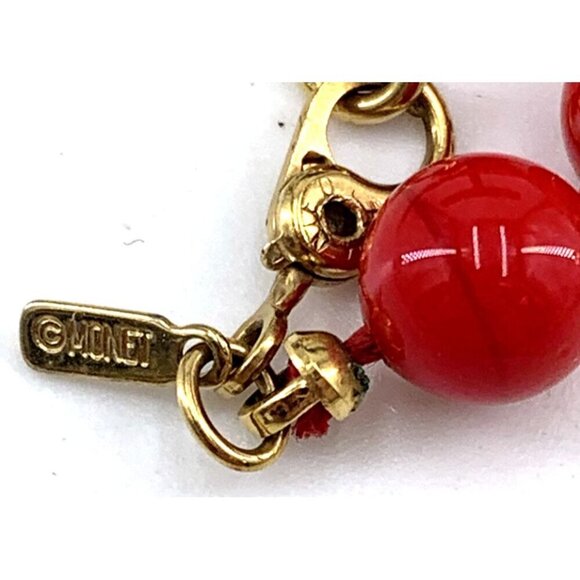 Monet Bracelets Red Glass Bead Black Glass Bead and Barrel Lot of 2 Vtg - Picture 6 of 6